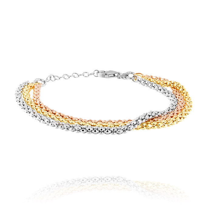 BRACCIALE A CATENA COREANA – 2 MM – PLACCATO ORO, ROSÉ E RHODIATO