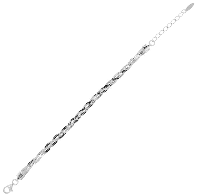 BRACCIALE CATENE COMPRESSE TRECCE PIATTE – RHODIATO