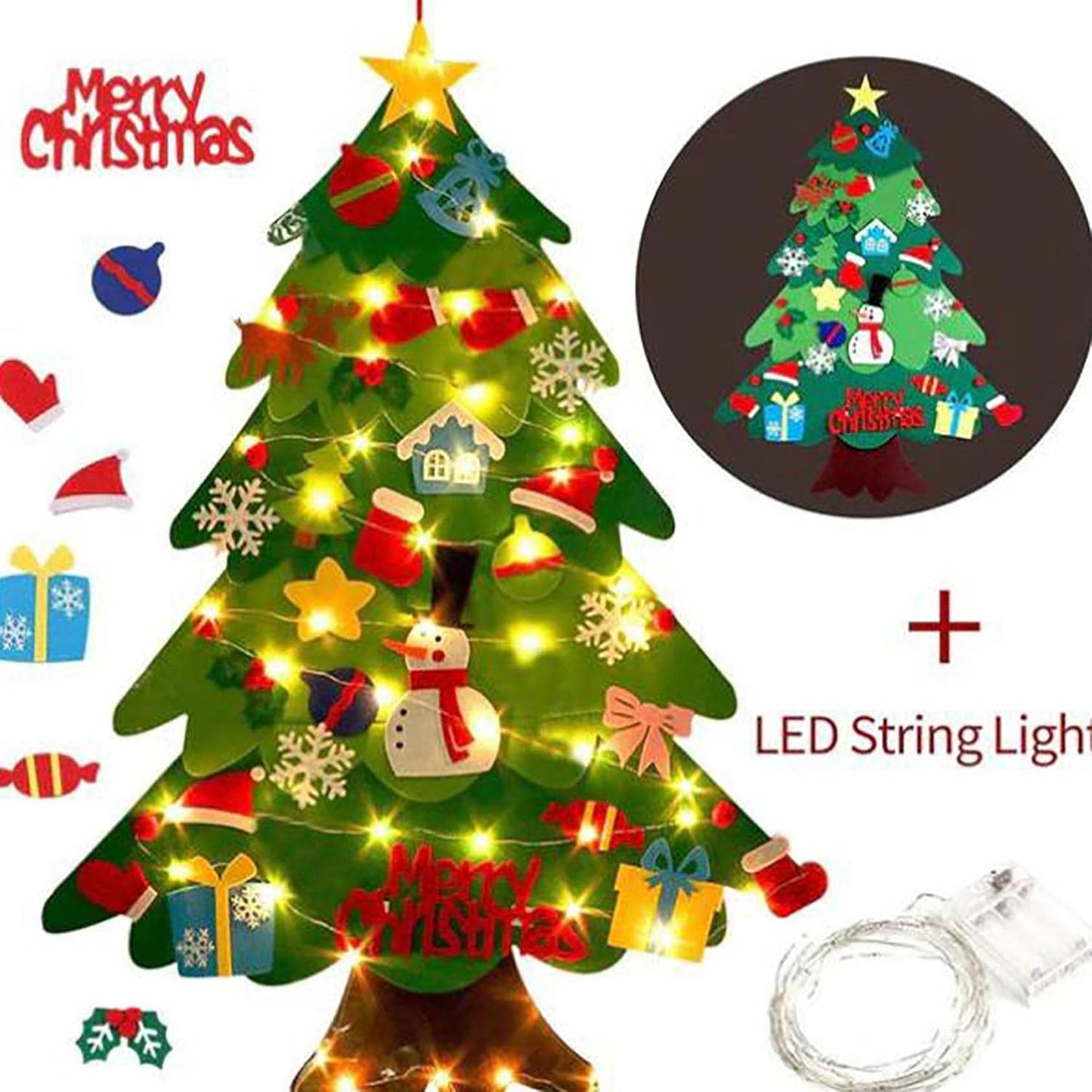 ALBERO DI NATALE IN FELTRO CON LED