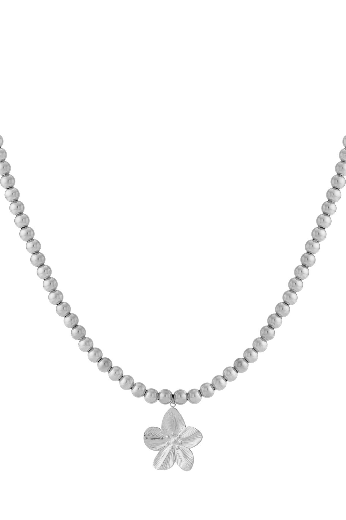 Collana con perline cave da 8 mm con un fiore