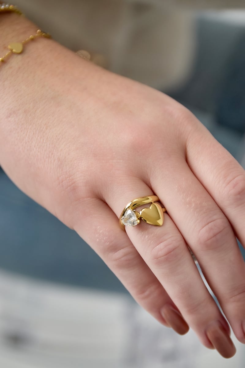 Anelli in acciaio inossidabile con pietre preziose, serie casual e semplice, gioielli da donna