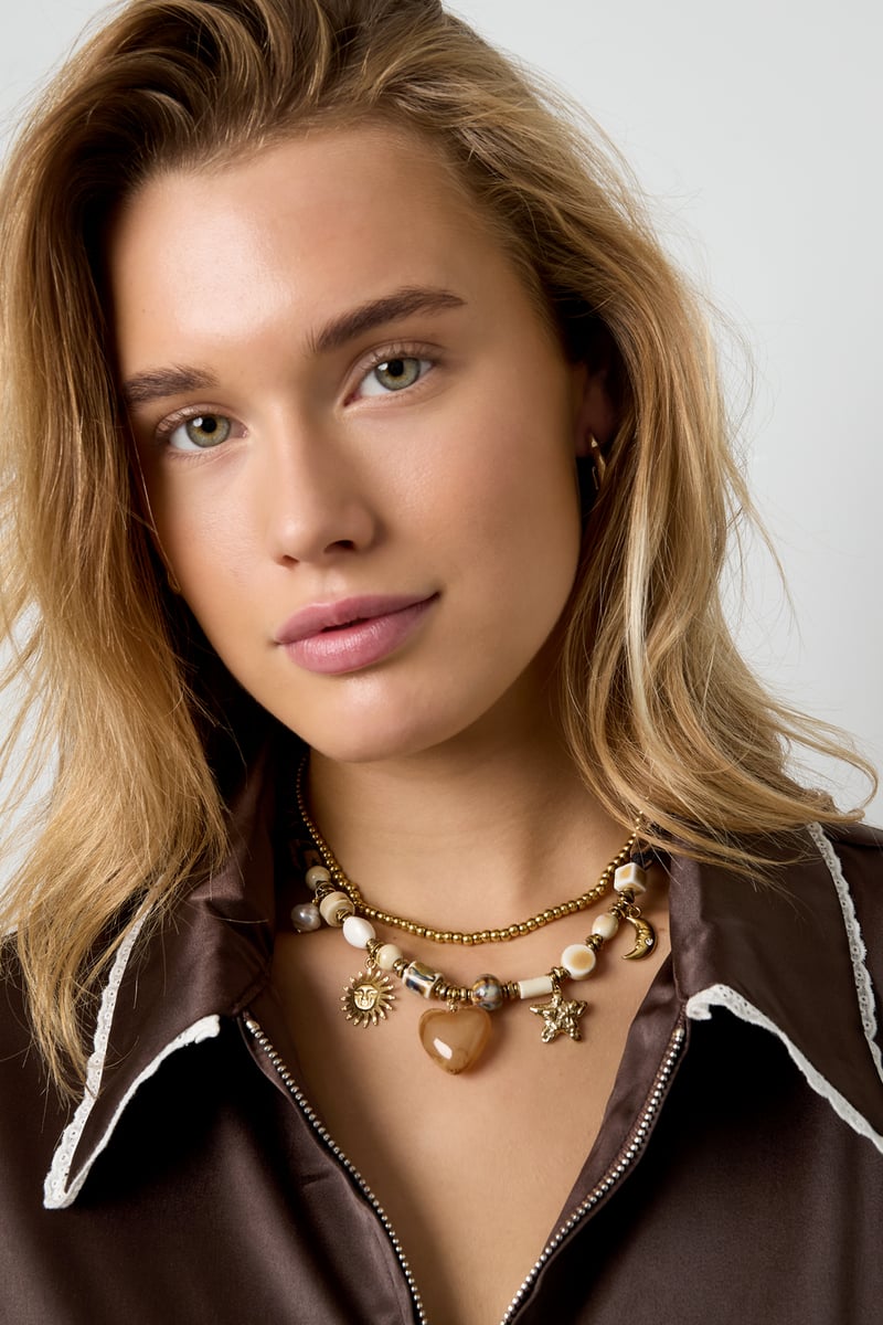 Collane di perline Cuore Sole Stampa leopardata Stella Luna Casual Quotidiano Semplice Serie Gioielli da donna