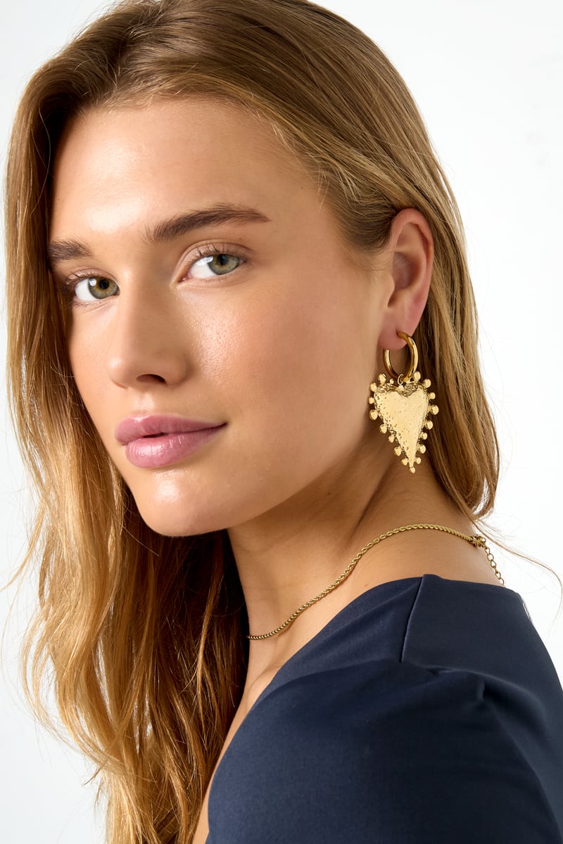 Orecchini pendenti in acciaio inossidabile a forma di cuore, casual, quotidiani, semplici, da donna