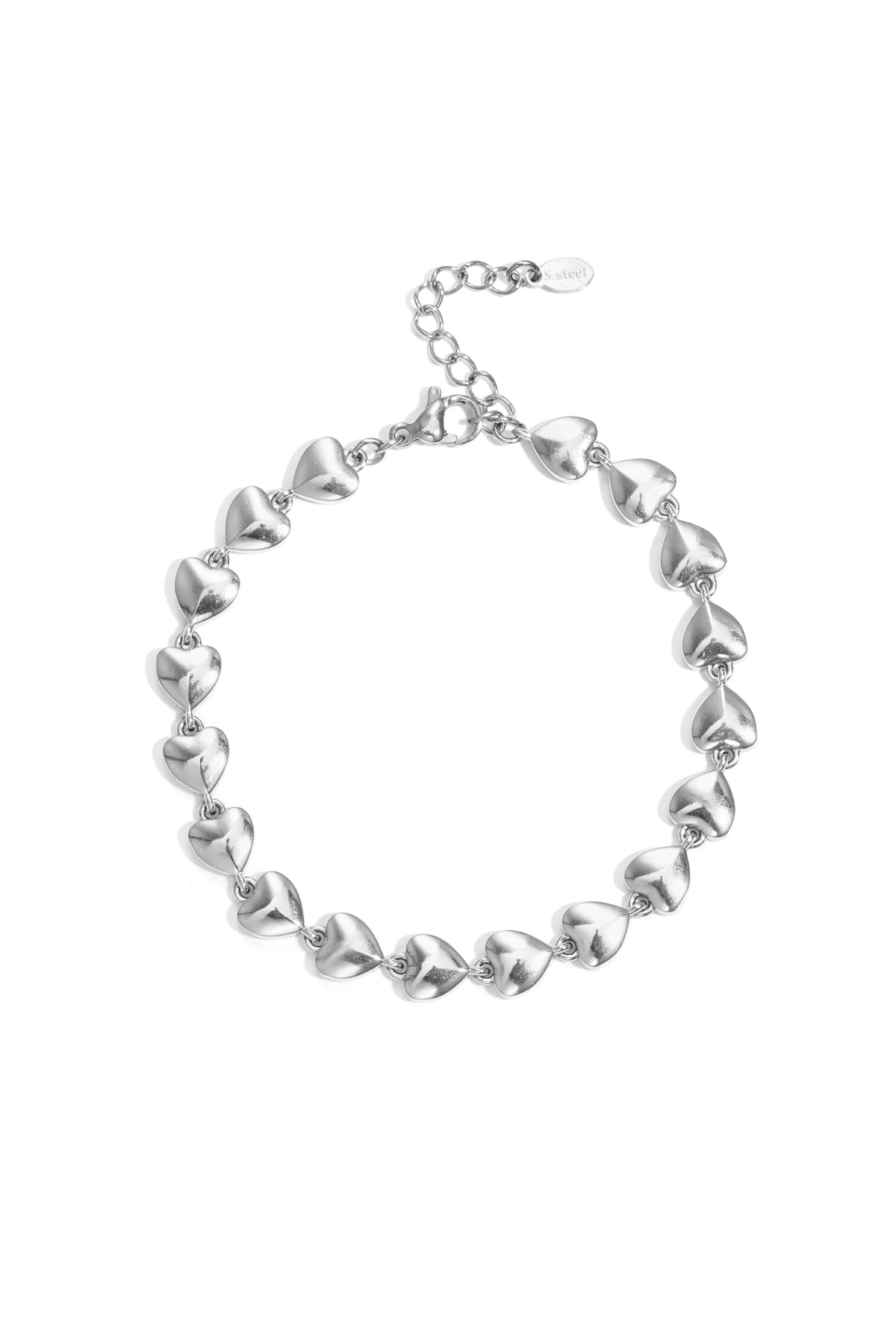 Braccialetti a catena in acciaio inossidabile con cuore semplice, serie semplice quotidiana, gioielli da donna