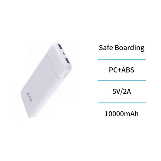 PB1991 Power Bank da 10000 mAh con 2 porte USB, ricarica rapida Type-C e Micro USB – Bianco