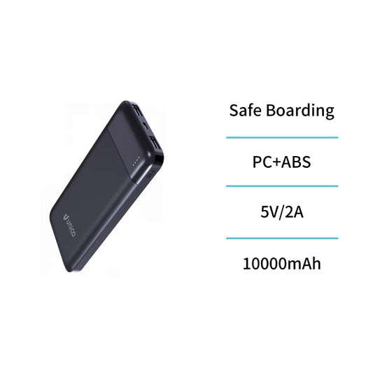PB1991 Power Bank da 10000 mAh con 2 porte USB, ricarica rapida Type-C e Micro USB – Nero