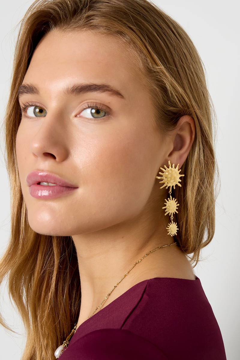 Orecchini pendenti in acciaio inossidabile, stile casual, semplici, da donna, serie Sun