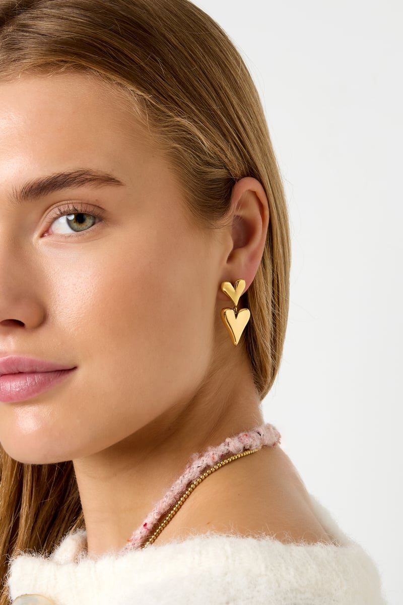 Orecchini pendenti in acciaio inossidabile a forma di cuore, casual, quotidiani, semplici, da donna