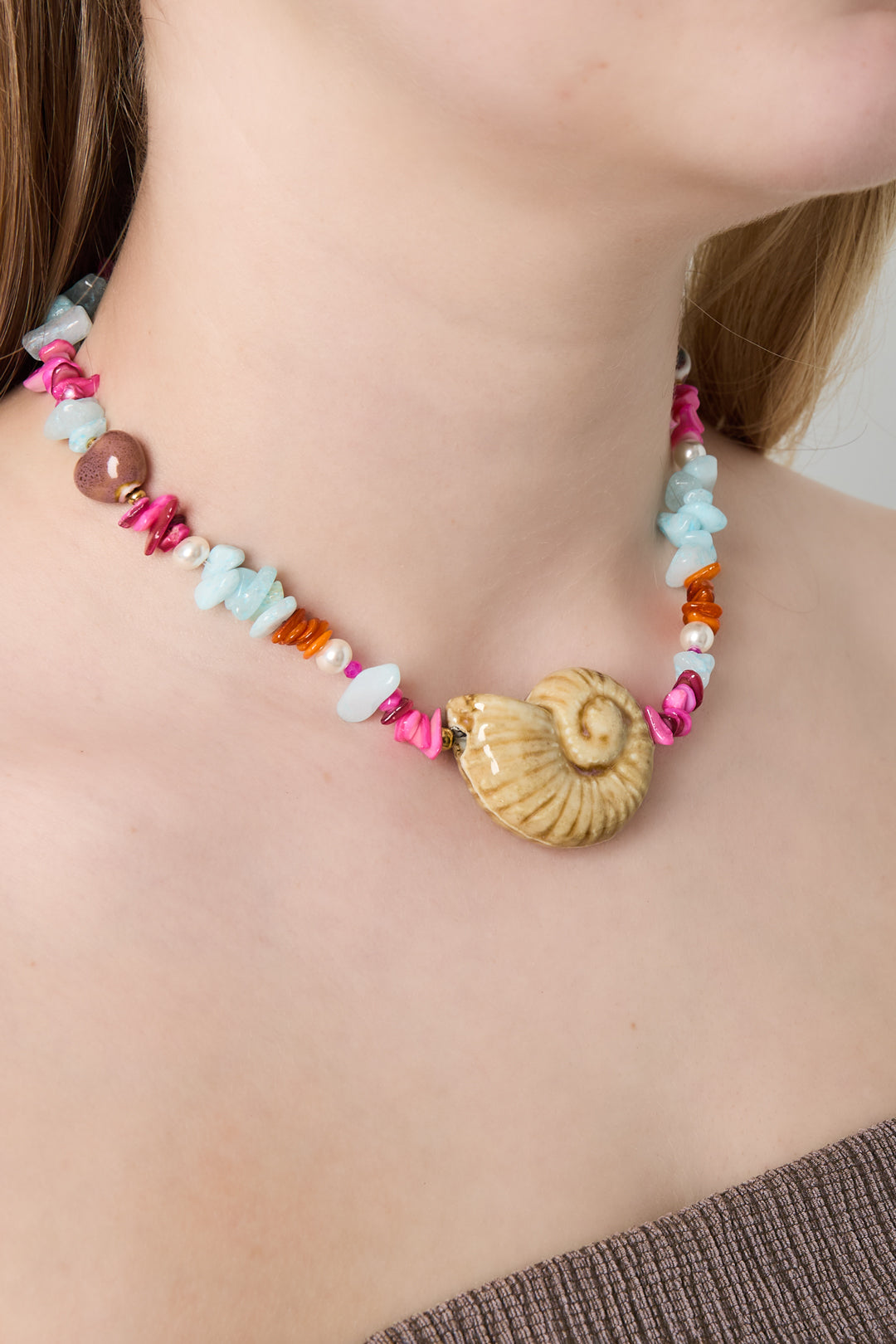 Collane con perline di pietra, stile tartaruga, casual, per vacanze/spiaggia, serie semplice, gioielli da donna