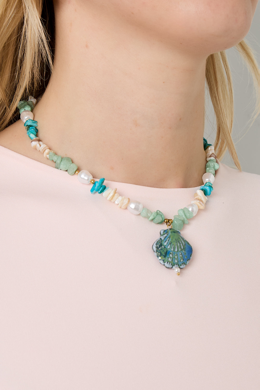 Collane con perline di pietra, stile tartaruga, casual, per vacanze/spiaggia, semplici, da donna