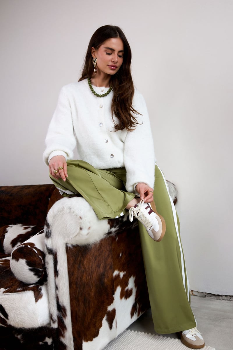 Pantaloni in raso a righe