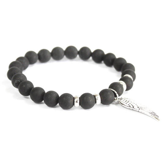 ANGEL WING BRACELET - BLACK AGATE